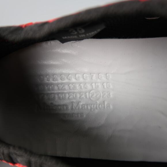 MAISON MARGIELA Size 7.5 Red Painted Knit Lace Up Sneakers - Picture 7 of 12